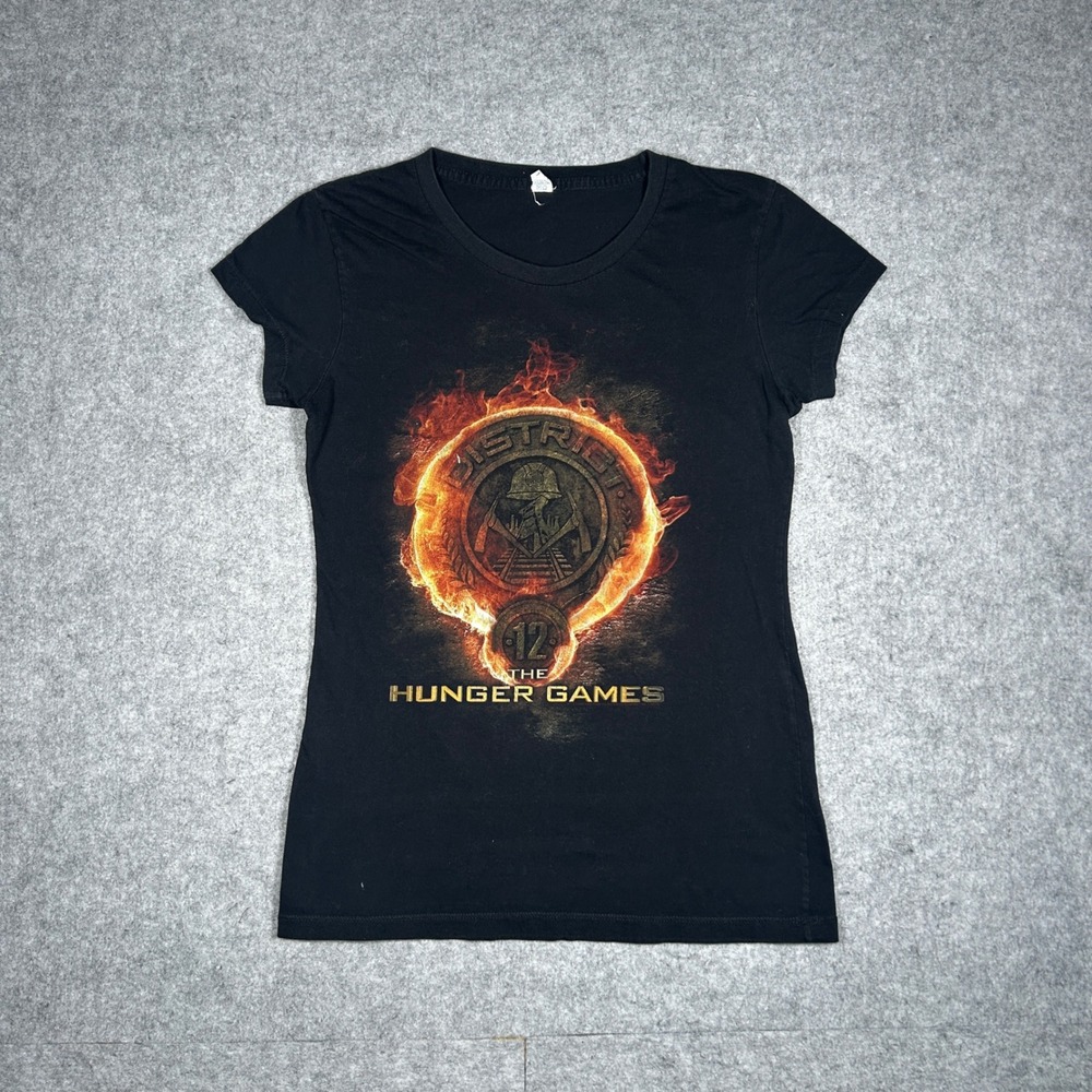Lionsgate‎ The Hunger Games T-Shirt Womens XL Black District 12 Movie Promo Tee